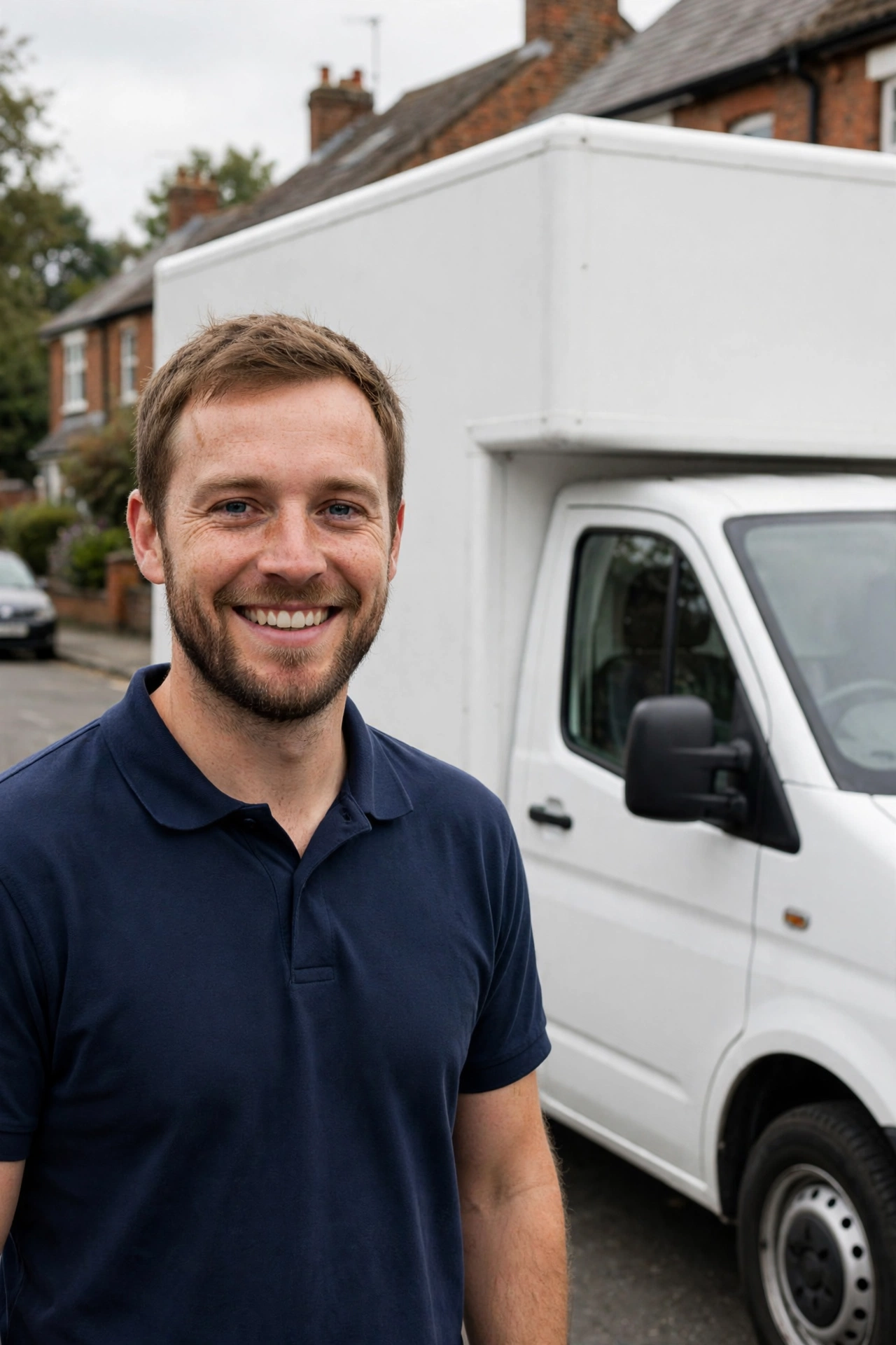 Andy owner of Andy Man and Van Crewe portrait next to van