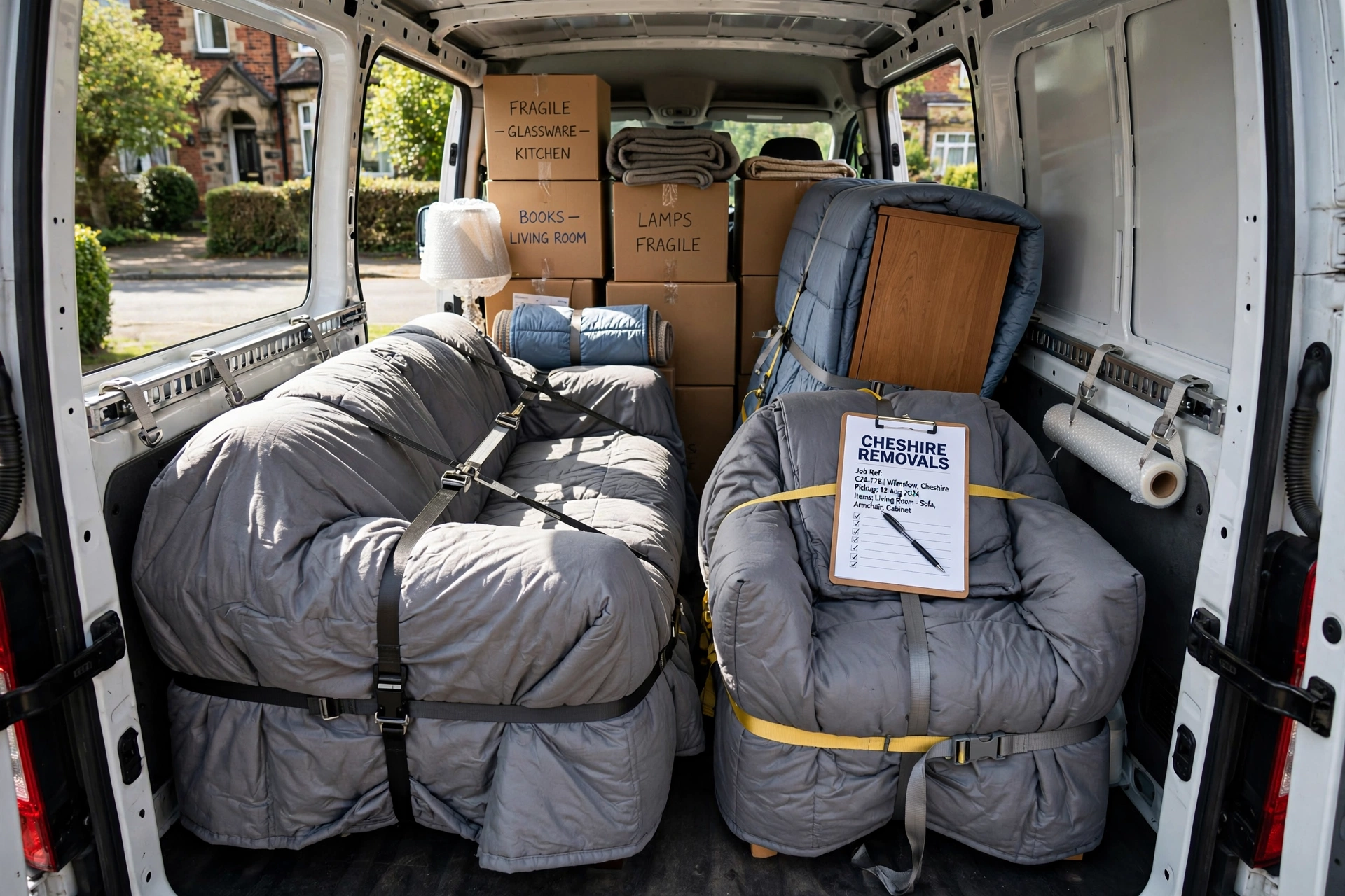 House removals Crewe - furniture wrapped in van